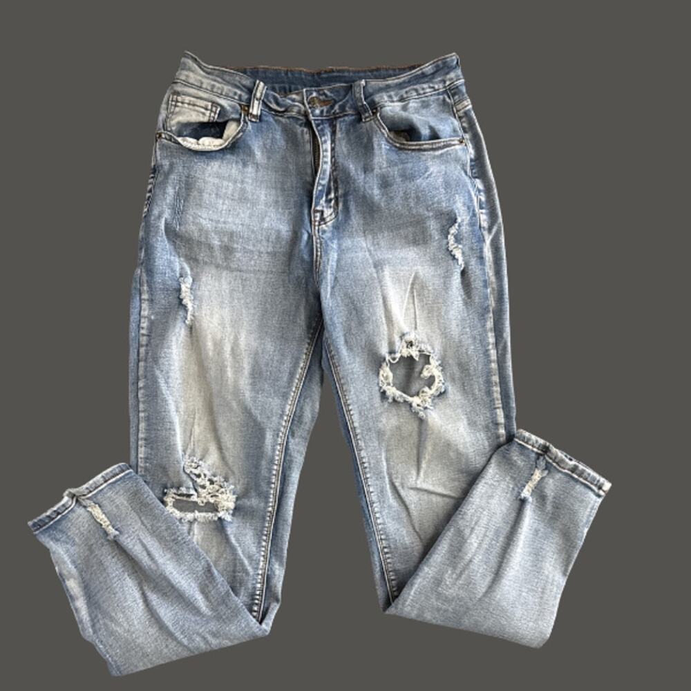 Distressed Ripped Light Wash Skinny Jeans Women's Medium Stretch Denim